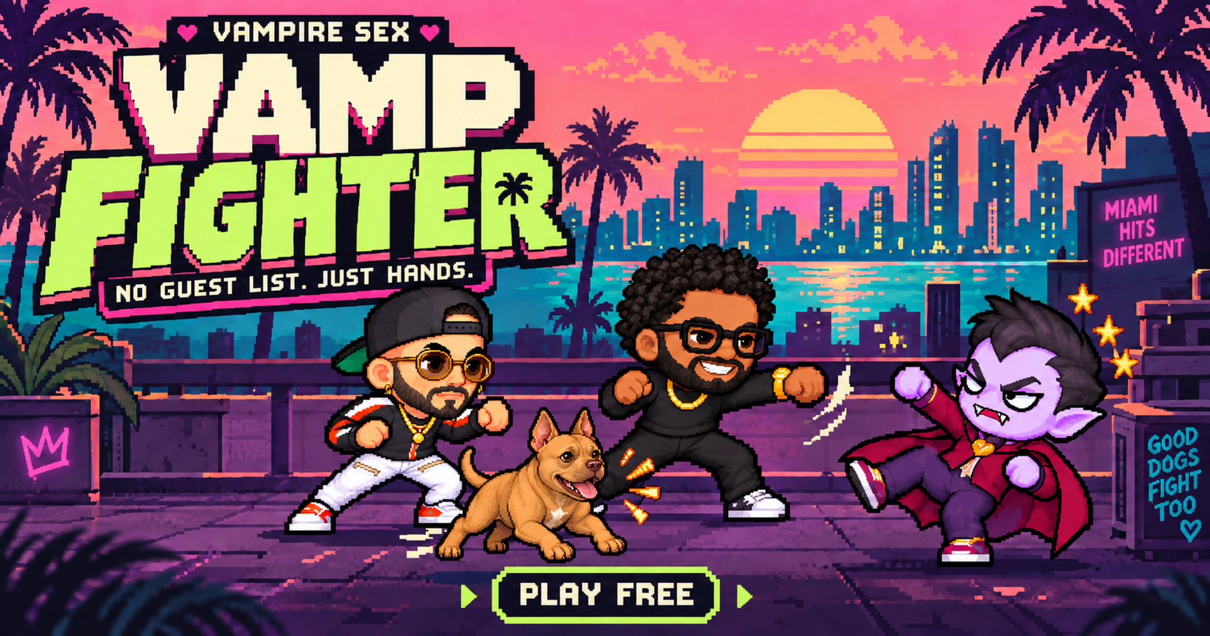 London, Reefro, and Biggie in Vamp Fighter arcade artwork